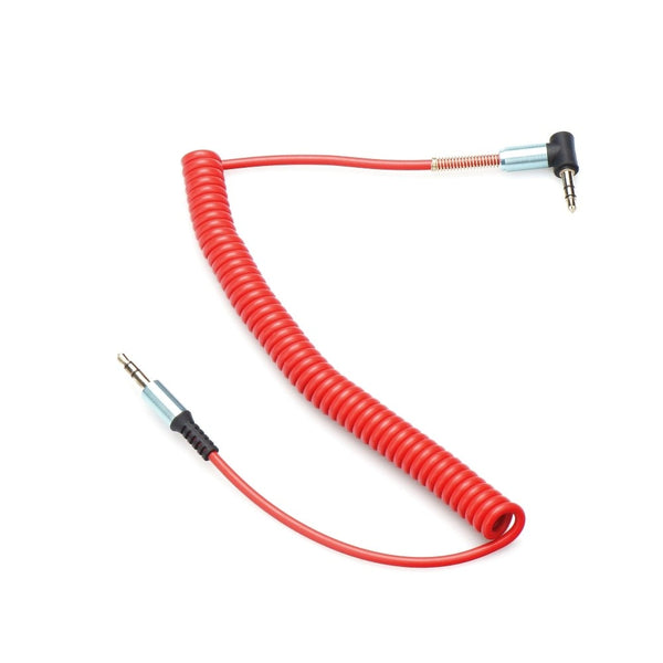 Cablu Spiralat Jack - Jack 90 Grade - 3.5mm AUX (Rosu)