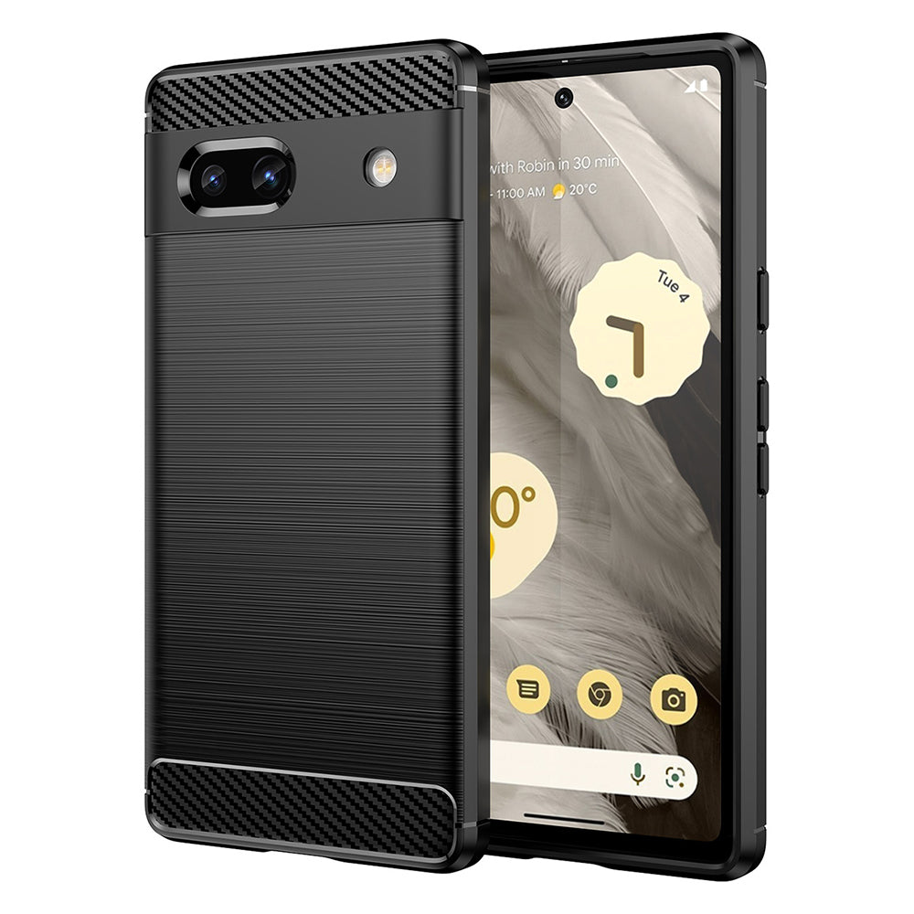 Husa de protectie Techsuit Carbon Siliconecompatibila cu Google Pixel 7a, acoperire spate, negru