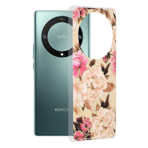 Husa de protectie Techsuit Marble Series compatibila cu Honor Magic5 Lite, acoperire spate, Mary, Berry Nude