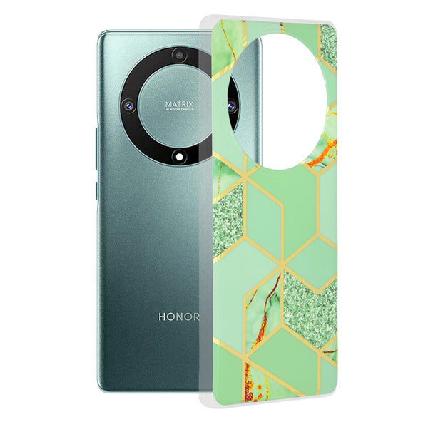 Husa de protectie Techsuit Marble Series compatibila cu Honor Magic5 Lite, acoperire spate, Green Hex