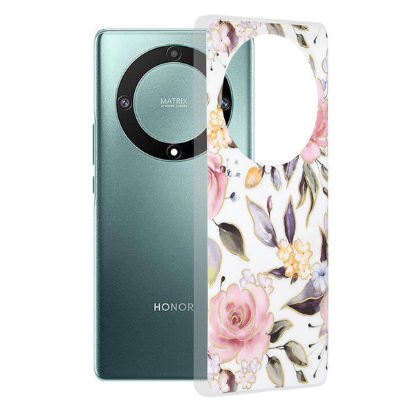 Husa de protectie Techsuit Marble Series compatibila cu Honor Magic5 Lite, acoperire spate, Chloe White