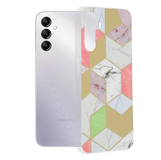 Husa de protectie Techsuit Marble Series compatibila cu Samsung Galaxy A14 4G, acoperire spate, Purple Hex