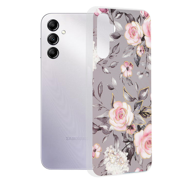 Husa de protectie Techsuit Marble Series compatibila cu Samsung Galaxy A14 5G, acoperire spate, Bloom of Ruth, Gray