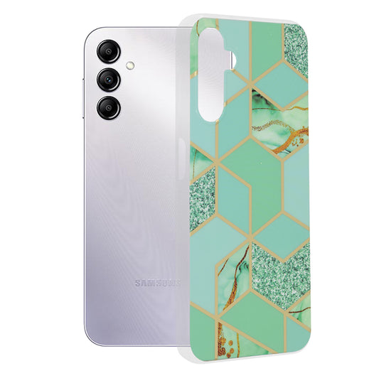 Husa de protectie Techsuit Marble Series compatibila cu Samsung Galaxy A14 4G, acoperire spate, Green Hex