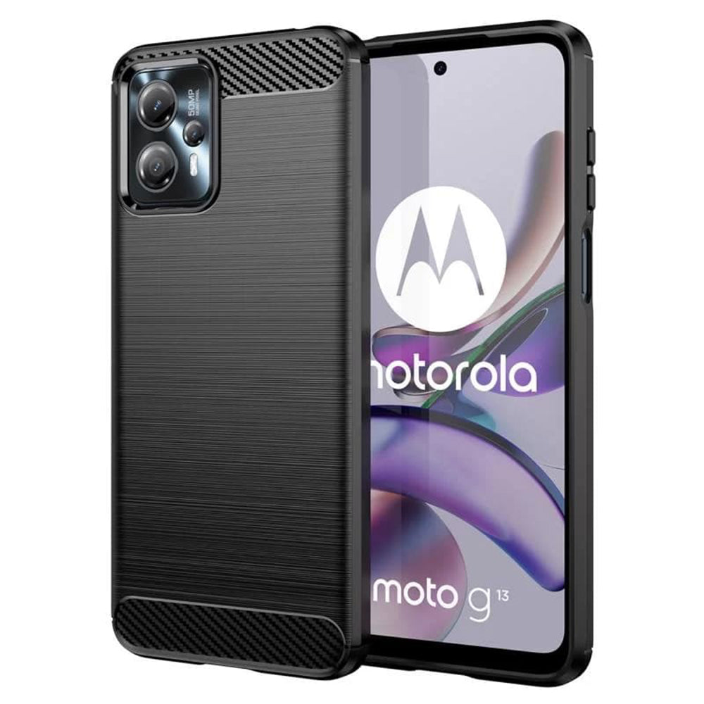 Husa de protectie Techsuit Carbon Siliconecompatibila cu Motorola Moto G23 , acoperire spate, negru