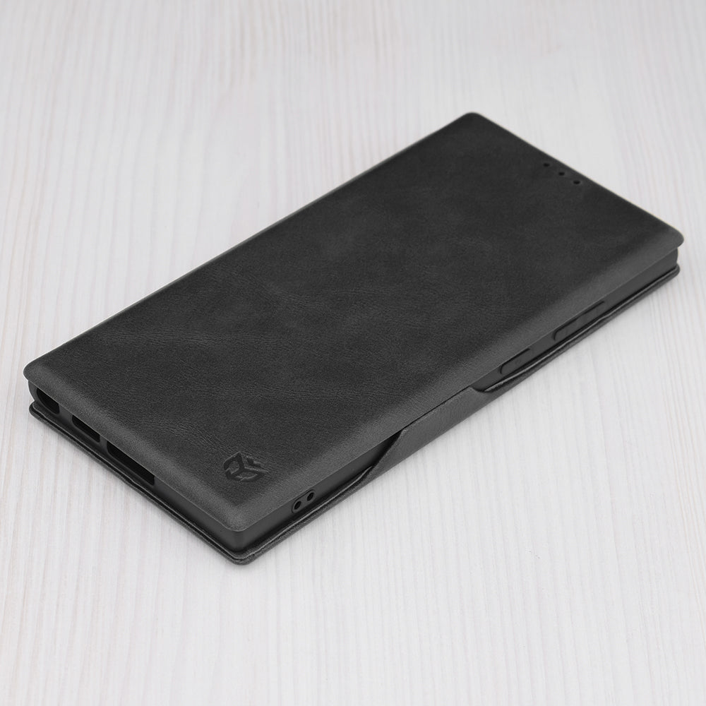 Husa de protectie Techsuit Safe Wallet Plus compatibila cu Samsung Galaxy S23 Ultra, acoperire spate, negru