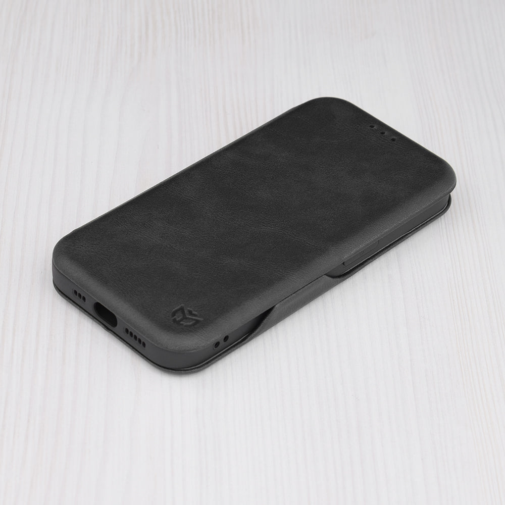Husa de protectie Techsuit Safe Wallet Plus compatibila cu Apple iPhone 14 Pro, acoperire spate, negru