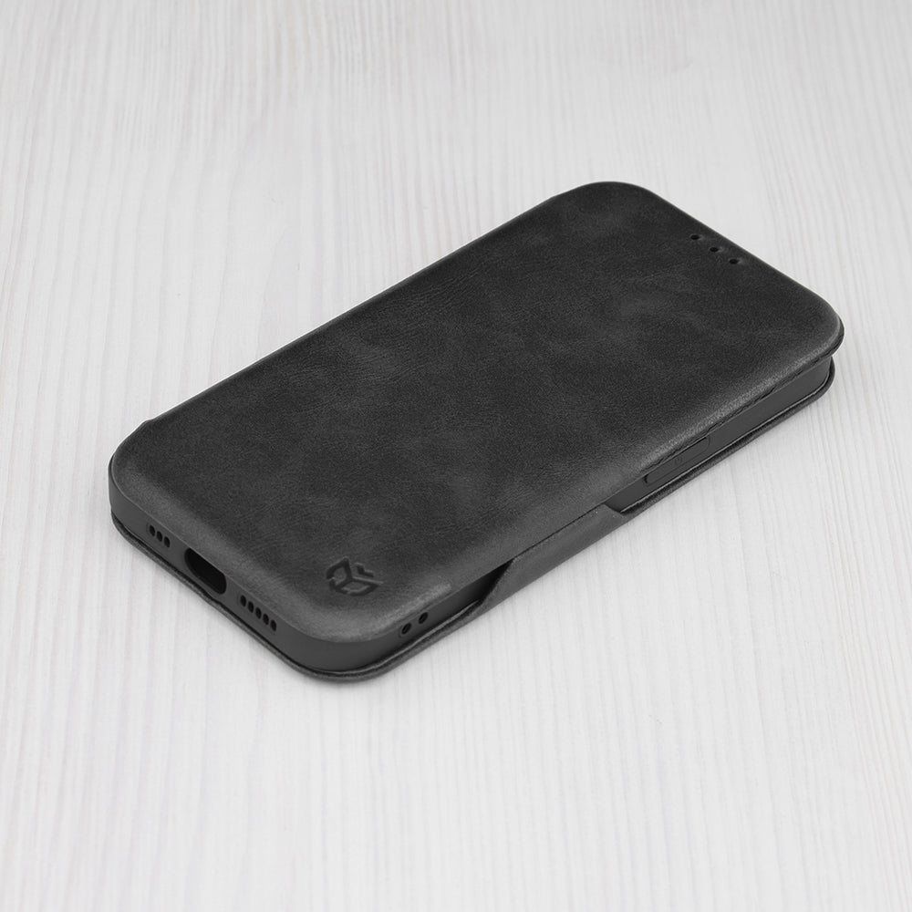 Husa de protectie Techsuit Safe Wallet Plus compatibila cu Apple iPhone 14, acoperire spate, negru