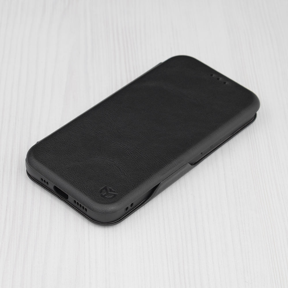 Husa de protectie Techsuit Safe Wallet Plus compatibila cu Apple iPhone 13, acoperire spate, negru