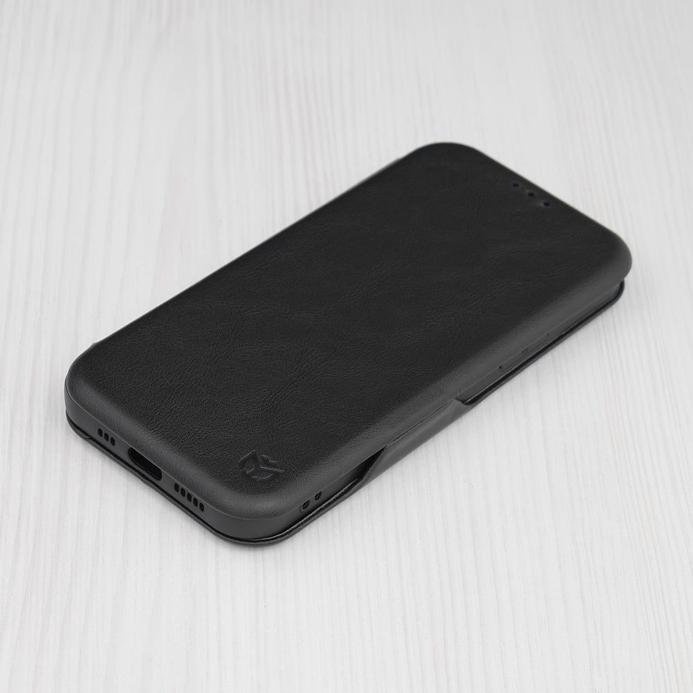 Husa de protectie Techsuit Safe Wallet Plus compatibila cu Apple iPhone 12, acoperire spate, negru