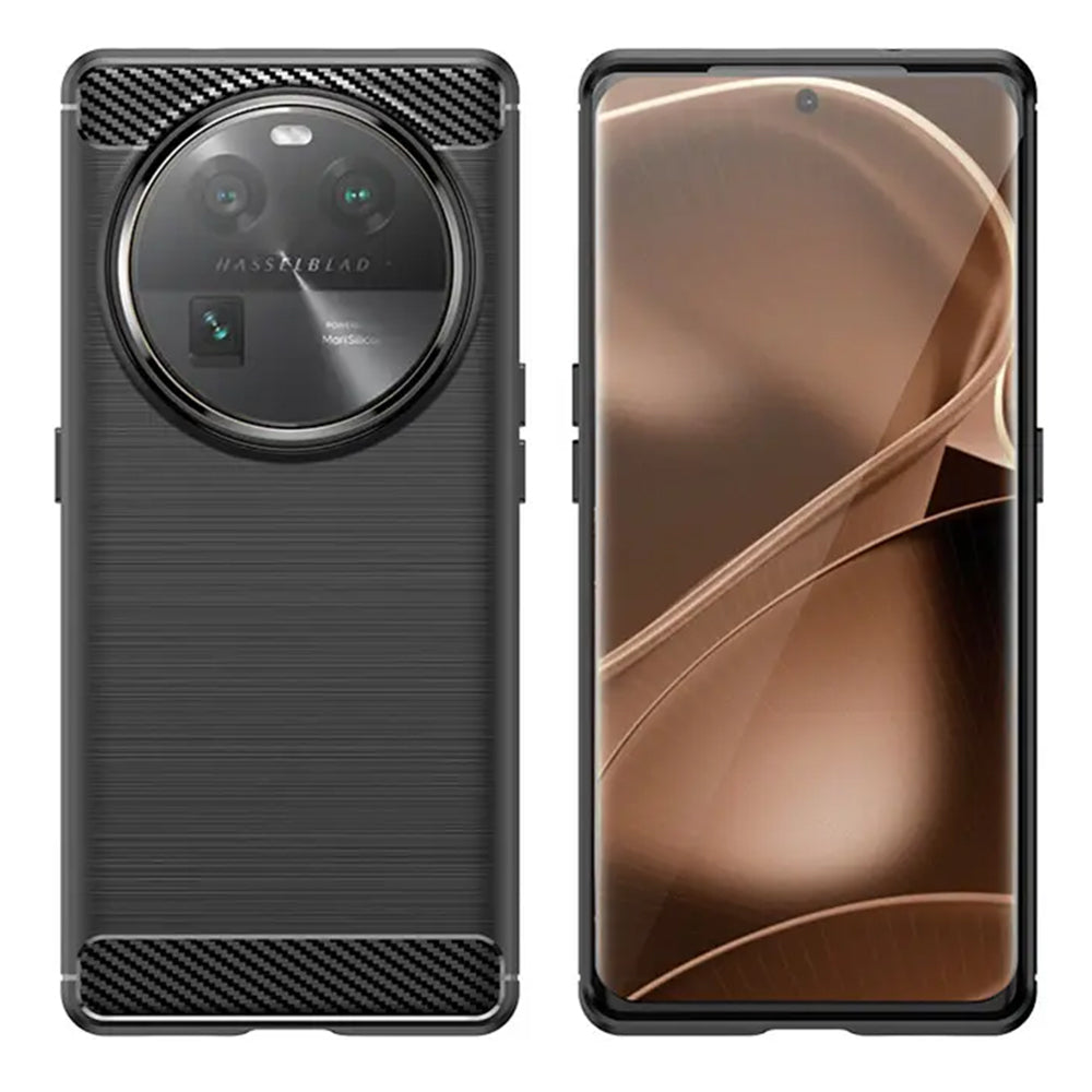 Husa de protectie Techsuit Carbon Siliconecompatibila cu Oppo Find X6 Pro , acoperire spate, negru