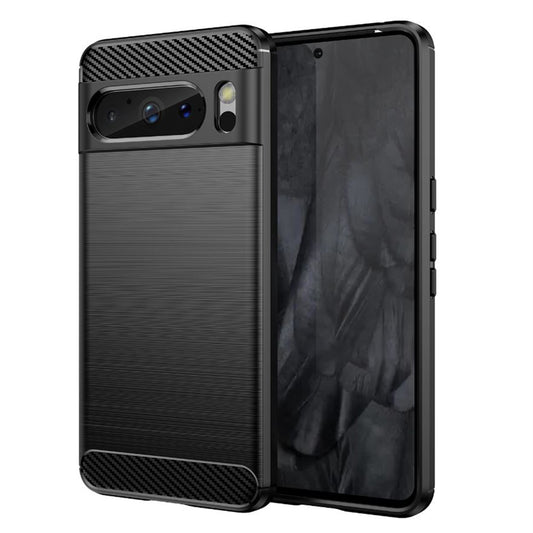 Husa de protectie Techsuit Carbon Siliconecompatibila cu Google Pixel 8 Pro, acoperire spate, negru
