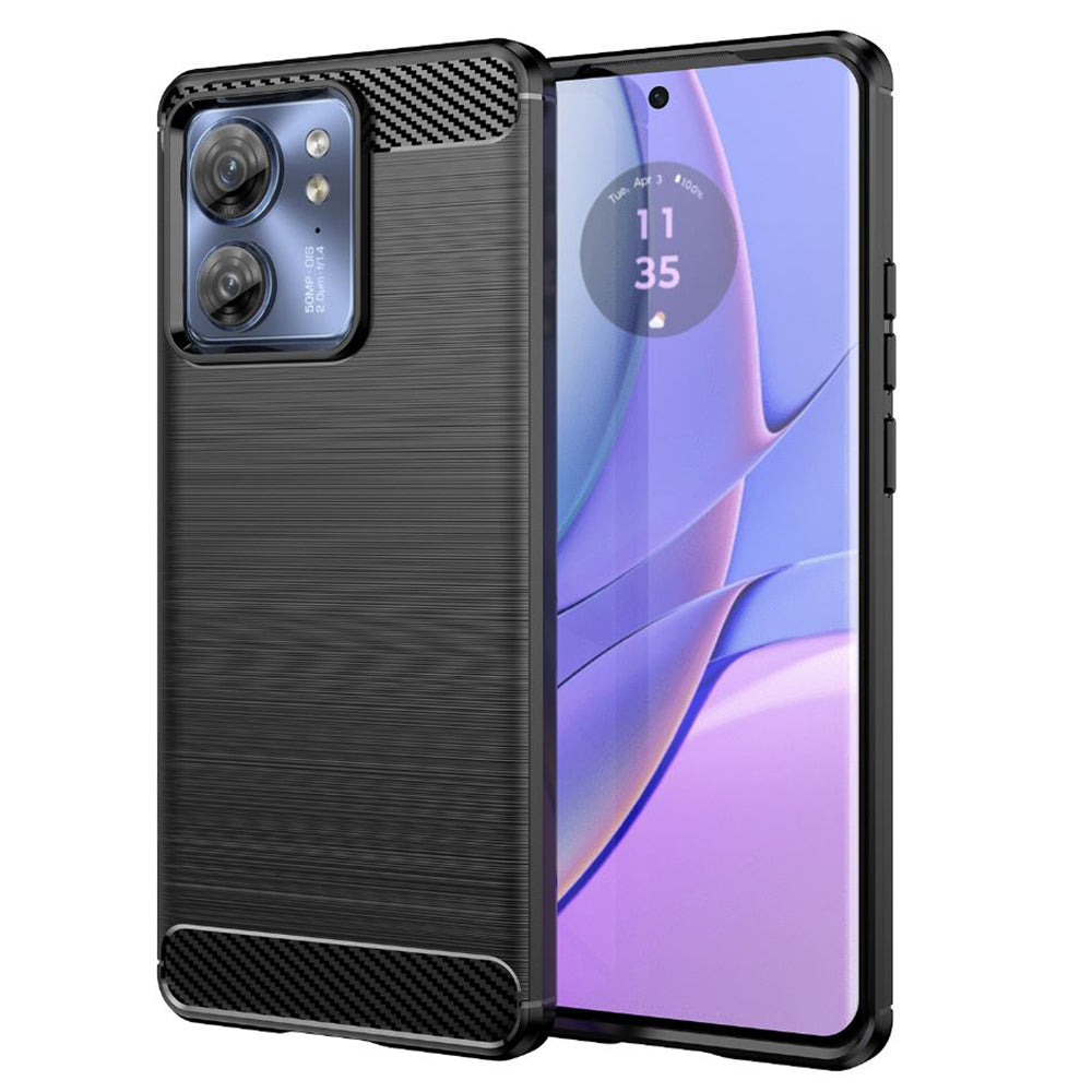 Husa de protectie Techsuit Carbon Siliconecompatibila cu Motorola Edge (2023) , acoperire spate, negru