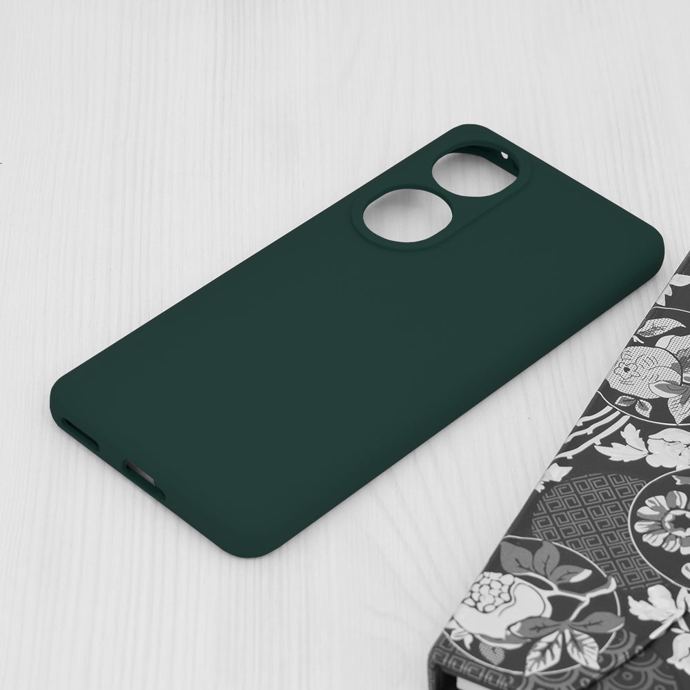 Husa de protectie Techsuit Soft Edge Silicone compatibila cu Honor 90, acoperire spate, verde inchis