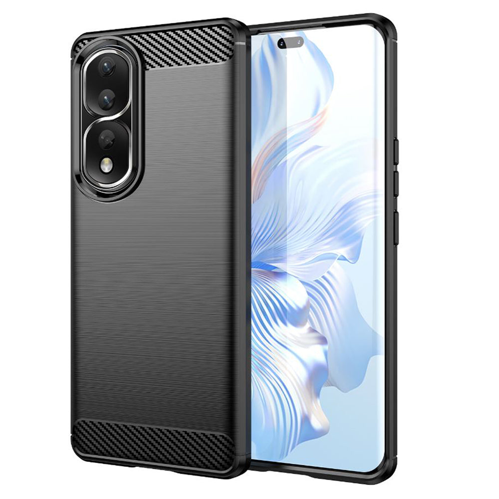 Husa de protectie Techsuit Carbon Siliconecompatibila cu Honor 90 Pro, acoperire spate, negru