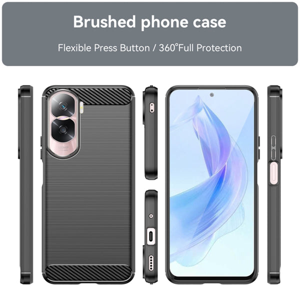 Husa de protectie Techsuit Carbon Siliconecompatibila cu Honor 90 Lite, acoperire spate, negru