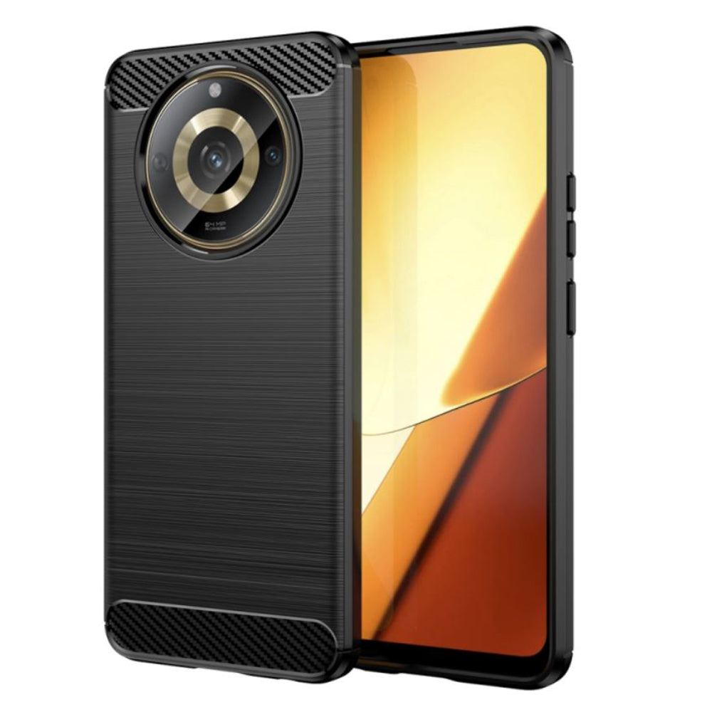 Husa de protectie Techsuit Carbon Siliconecompatibila cu Realme 11, acoperire spate, negru