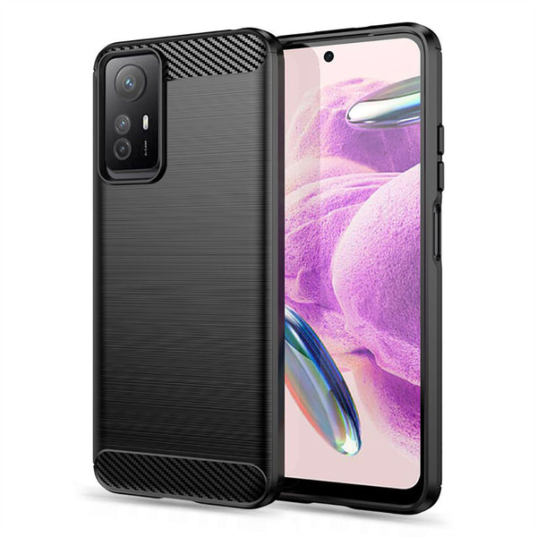 Husa de protectie Techsuit Carbon Siliconecompatibila cu Xiaomi Redmi Note 12S , acoperire spate, negru