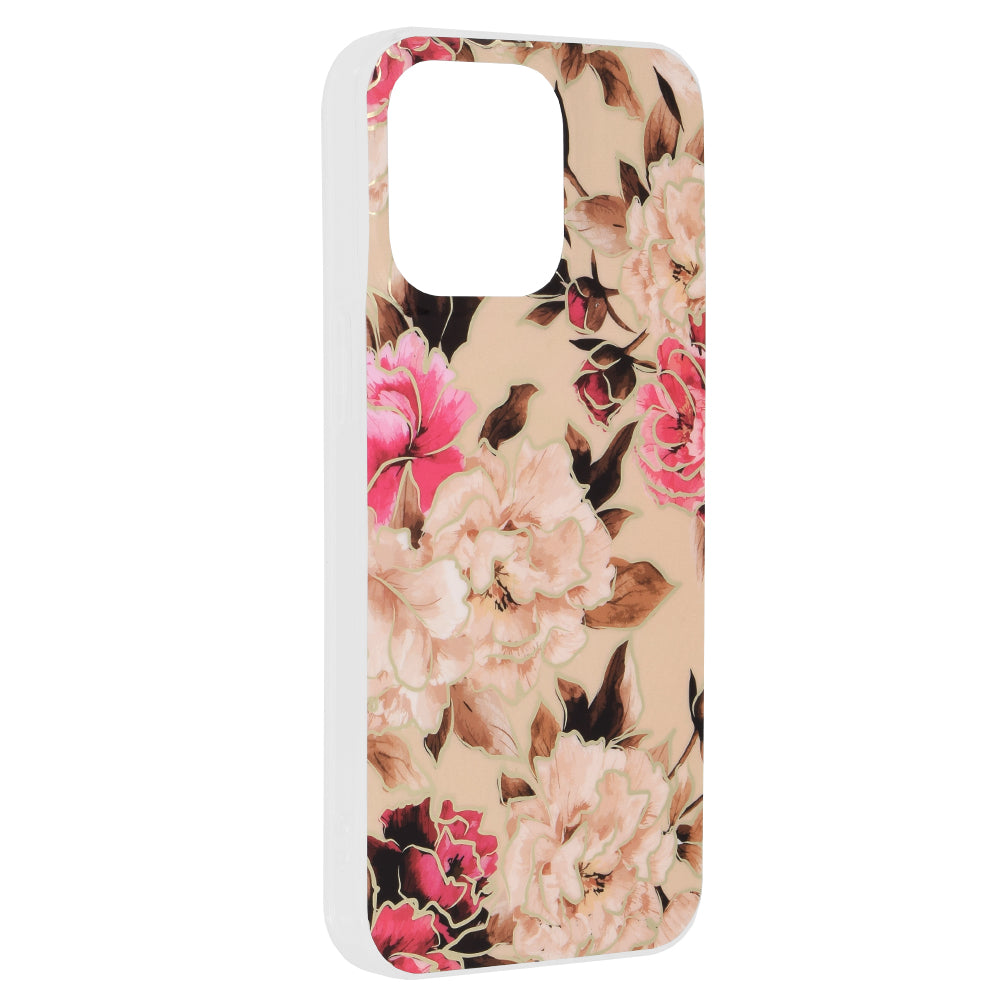 Husa de protectie Techsuit Marble Series compatibila cu Apple iPhone 15 Pro Max, acoperire spate, Mary, Berry Nude