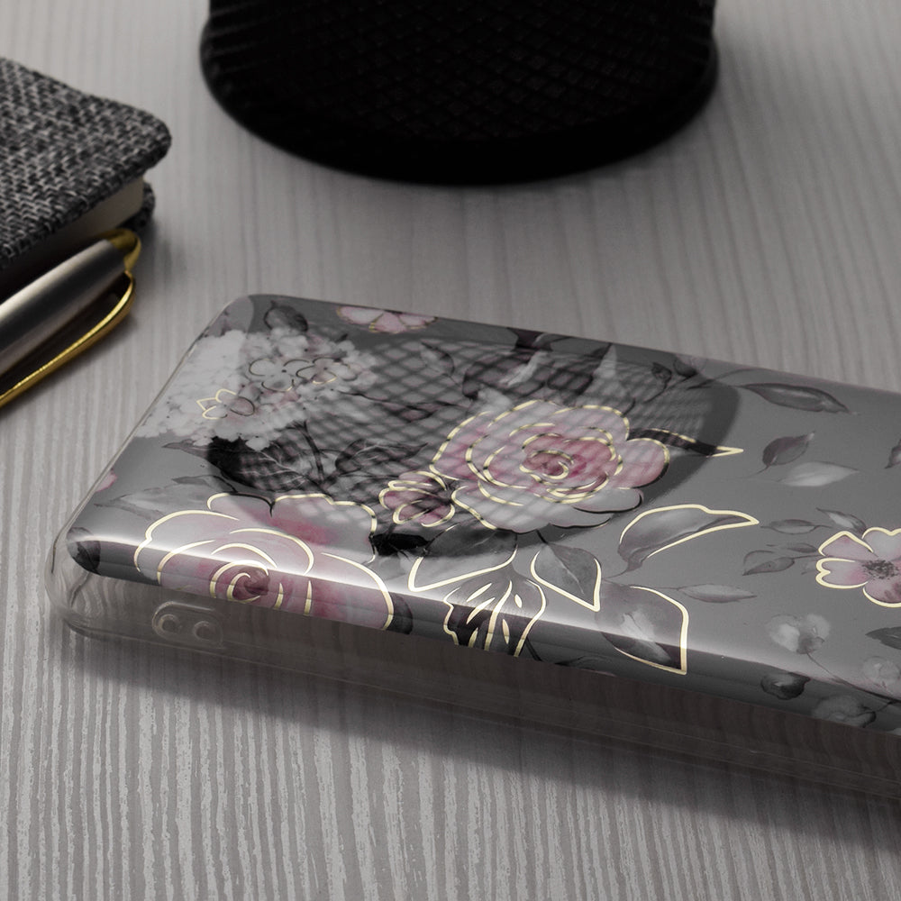Husa de protectie Techsuit Marble Series compatibila cu Apple iPhone 15 Pro, acoperire spate, Bloom of Ruth, Gray