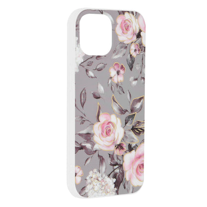 Husa de protectie Techsuit Marble Series compatibila cu Apple iPhone 15, acoperire spate, Bloom of Ruth, Gray