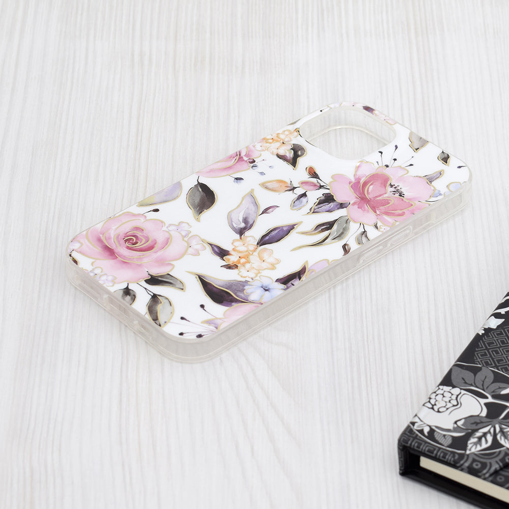 Husa de protectie Techsuit Marble Series compatibila cu Apple iPhone 15, acoperire spate, Chloe White
