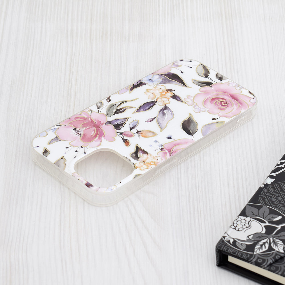 Husa de protectie Techsuit Marble Series compatibila cu Apple iPhone 15, acoperire spate, Chloe White