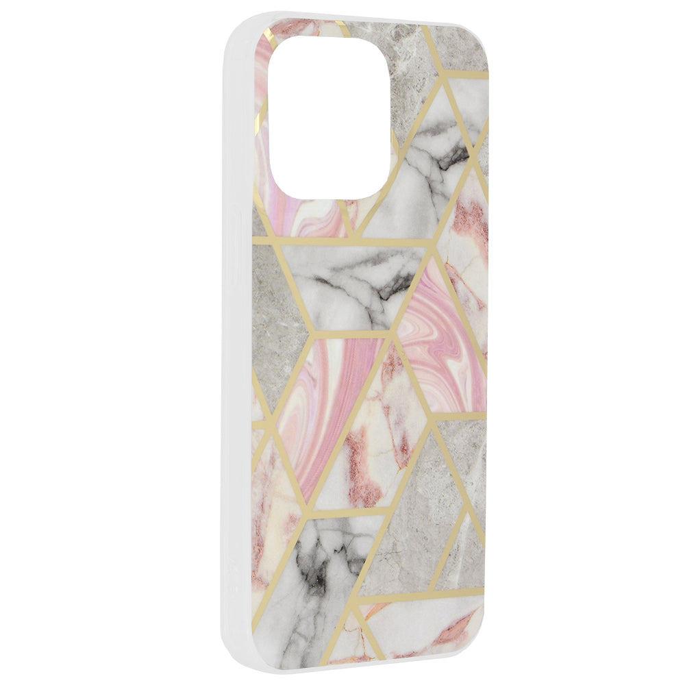Husa de protectie Techsuit Marble Series compatibila cu Apple iPhone 15 Pro Max, acoperire spate, Pink Hex