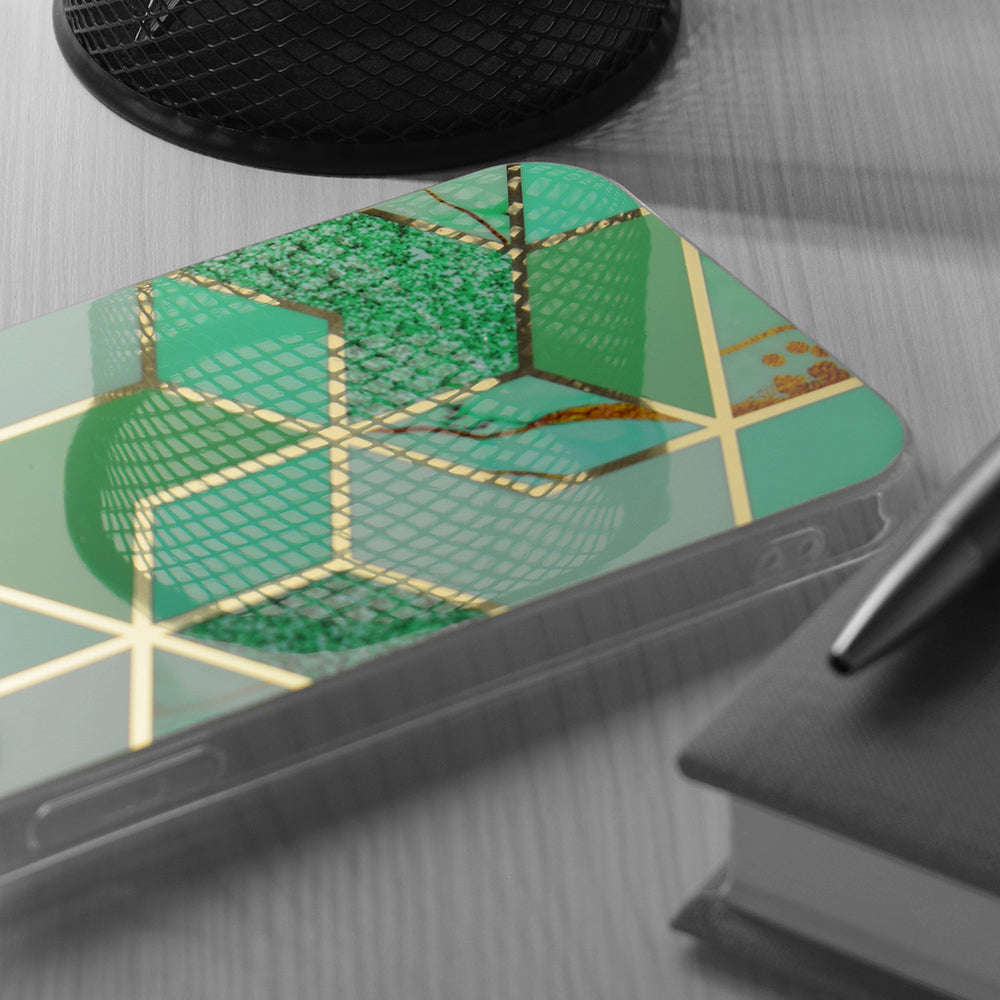 Husa de protectie Techsuit Marble Series compatibila cu Apple iPhone 15 Plus, acoperire spate, Green Hex