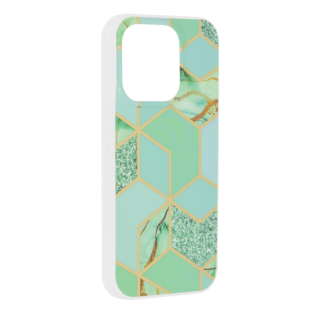 Husa de protectie Techsuit Marble Series compatibila cu Apple iPhone 15 Pro, acoperire spate, Green Hex
