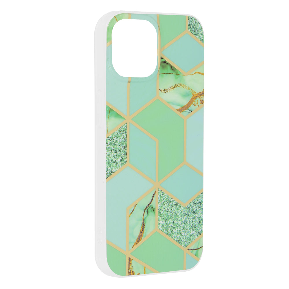Husa de protectie Techsuit Marble Series compatibila cu Apple iPhone 15, acoperire spate, Green Hex