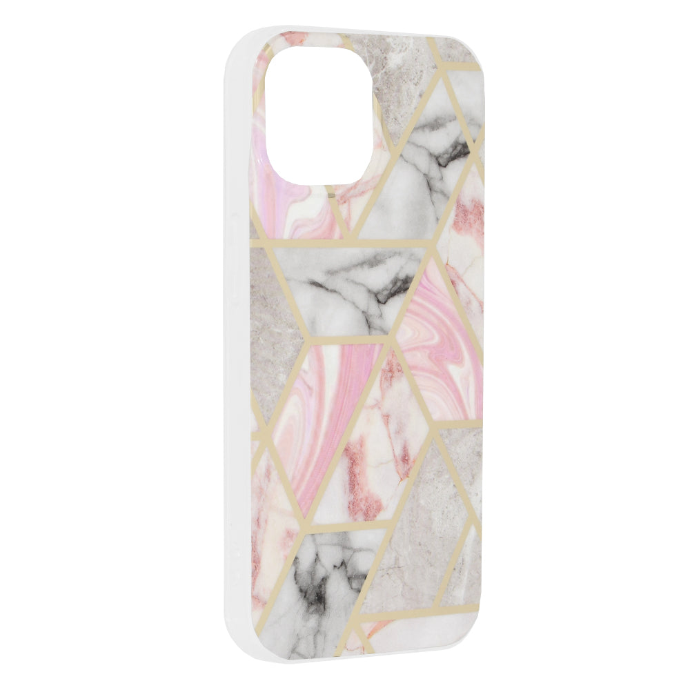 Husa de protectie Techsuit Marble Series compatibila cu Apple iPhone 15, acoperire spate, Pink Hex