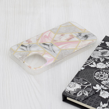 Husa de protectie Techsuit Marble Series compatibila cu Apple iPhone 15, acoperire spate, Pink Hex