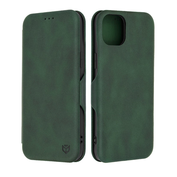 Husa de protectie Techsuit Safe Wallet Plus compatibila cu Apple iPhone 15 Plus, acoperire spate, verde