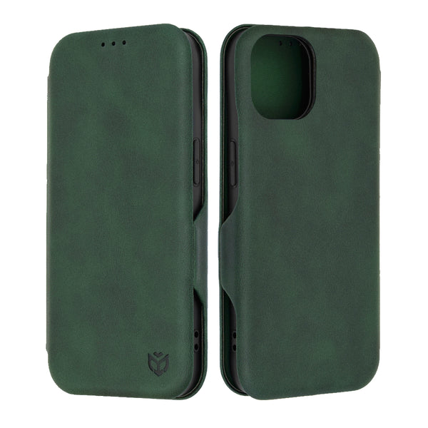 Husa de protectie Techsuit Safe Wallet Plus compatibila cu Apple iPhone 15, acoperire spate, verde