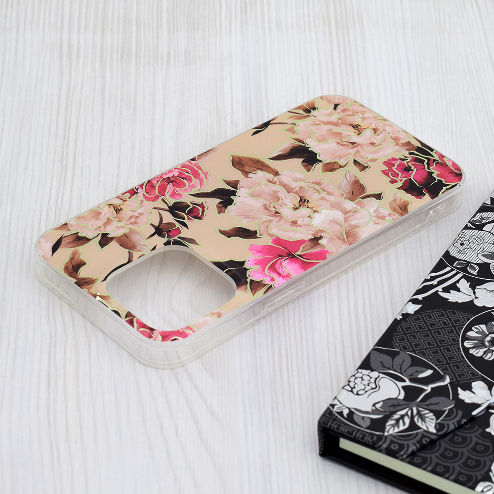 Husa de protectie Techsuit Marble Series compatibila cu Apple iPhone 15 Pro Max, acoperire spate, Mary, Berry Nude