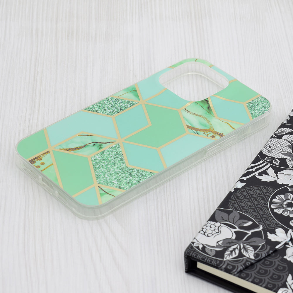 Husa de protectie Techsuit Marble Series compatibila cu Apple iPhone 15 Pro Max, acoperire spate, Green Hex