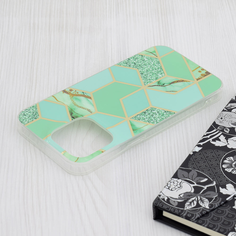 Husa de protectie Techsuit Marble Series compatibila cu Apple iPhone 15 Pro Max, acoperire spate, Green Hex