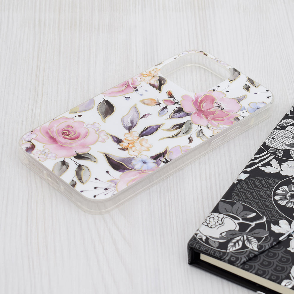 Husa de protectie Techsuit Marble Series compatibila cu Apple iPhone 15 Pro Max, acoperire spate, Chloe White