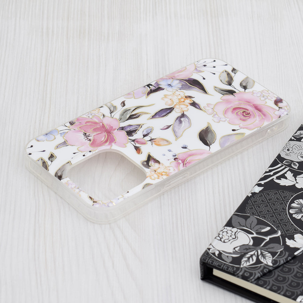 Husa de protectie Techsuit Marble Series compatibila cu Apple iPhone 15 Pro Max, acoperire spate, Chloe White