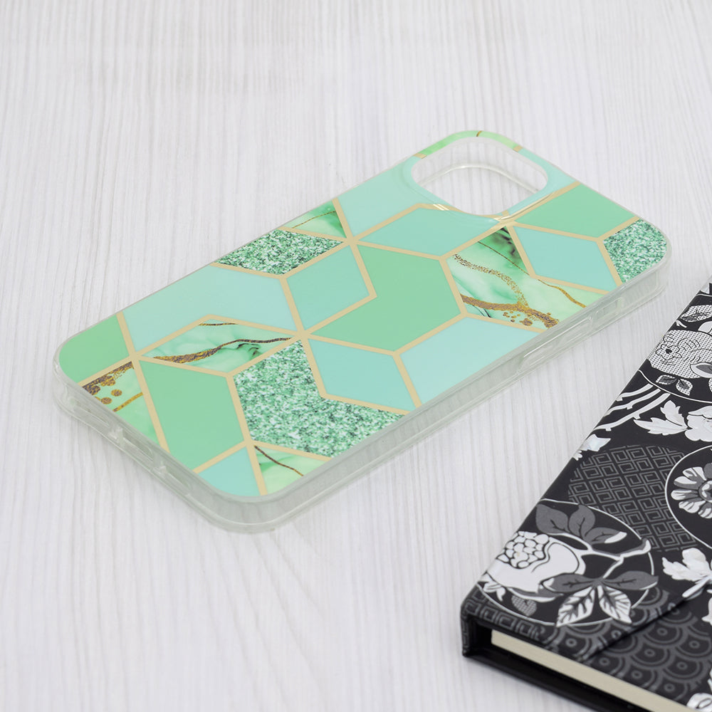 Husa de protectie Techsuit Marble Series compatibila cu Apple iPhone 15 Plus, acoperire spate, Green Hex