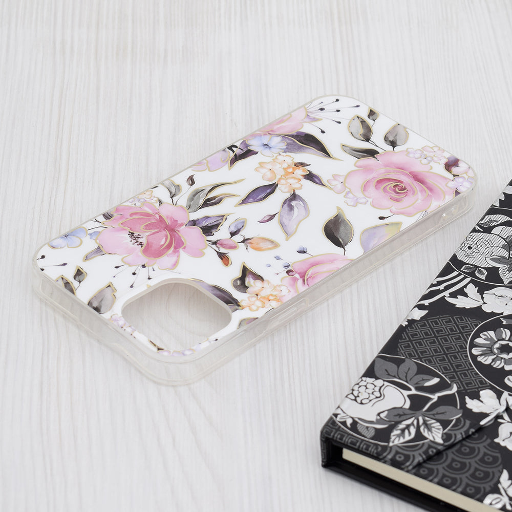 Husa de protectie Techsuit Marble Series compatibila cu Apple iPhone 15 Plus, acoperire spate, Chloe White