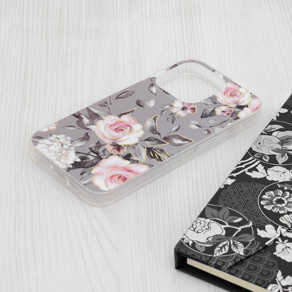 Husa de protectie Techsuit Marble Series compatibila cu Apple iPhone 15 Pro, acoperire spate, Bloom of Ruth, Gray