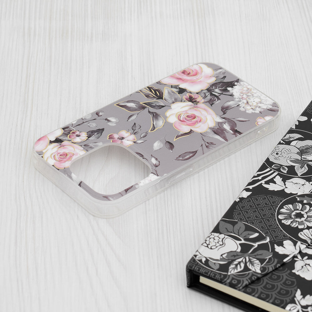 Husa de protectie Techsuit Marble Series compatibila cu Apple iPhone 15 Pro, acoperire spate, Bloom of Ruth, Gray