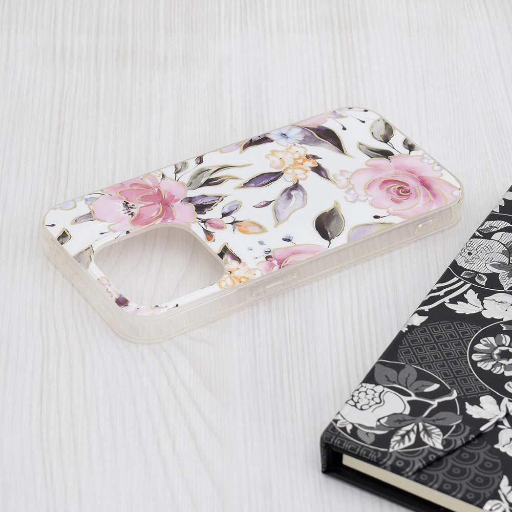 Husa de protectie Techsuit Marble Series compatibila cu Apple iPhone 15 Pro, acoperire spate, Chloe White
