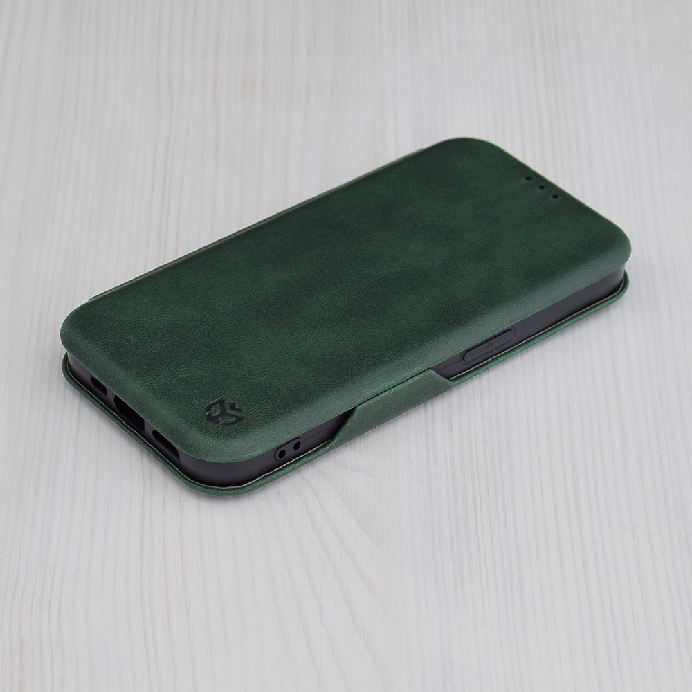 Husa de protectie Techsuit Safe Wallet Plus compatibila cu Apple iPhone 15 Pro Max, acoperire spate, verde