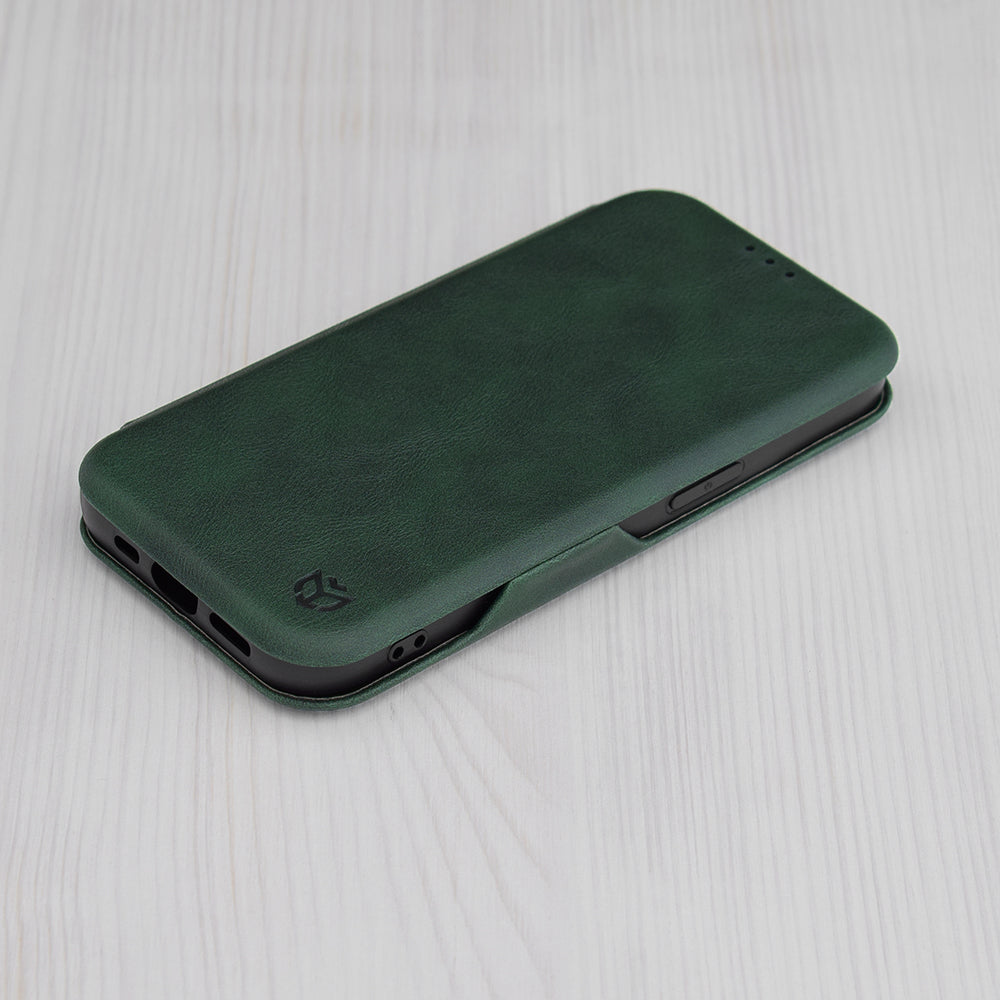 Husa de protectie Techsuit Safe Wallet Plus compatibila cu Apple iPhone 15 Plus, acoperire spate, verde