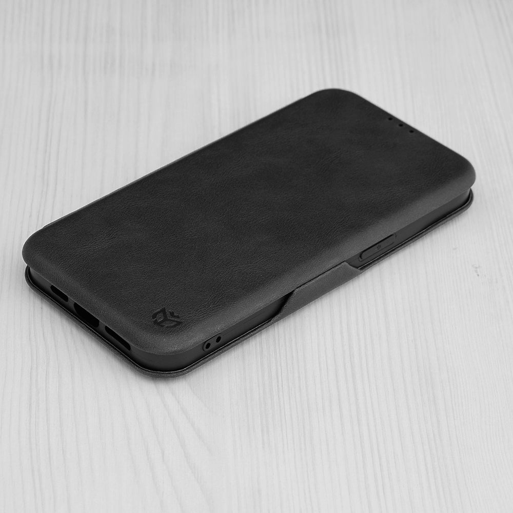 Husa de protectie Techsuit Safe Wallet Plus compatibila cu Apple iPhone 15, acoperire spate, negru