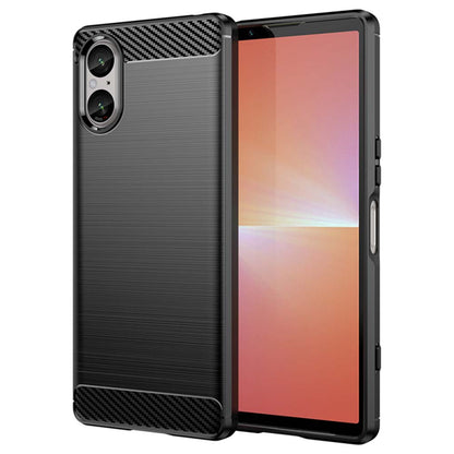 Husa de protectie Techsuit Carbon Siliconecompatibila cu Sony Xperia 5 V , acoperire spate, negru