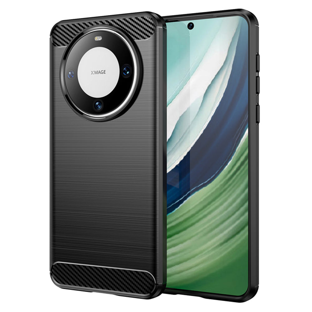 Husa de protectie Techsuit Carbon Siliconecompatibila cu Huawei Mate 60 , acoperire spate, negru